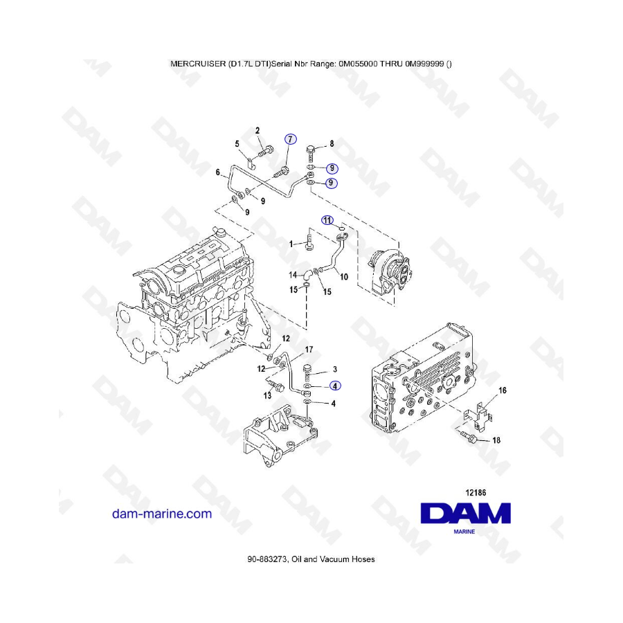 MERCRUISER D1.7L DTI - Oil & vaccum hoses