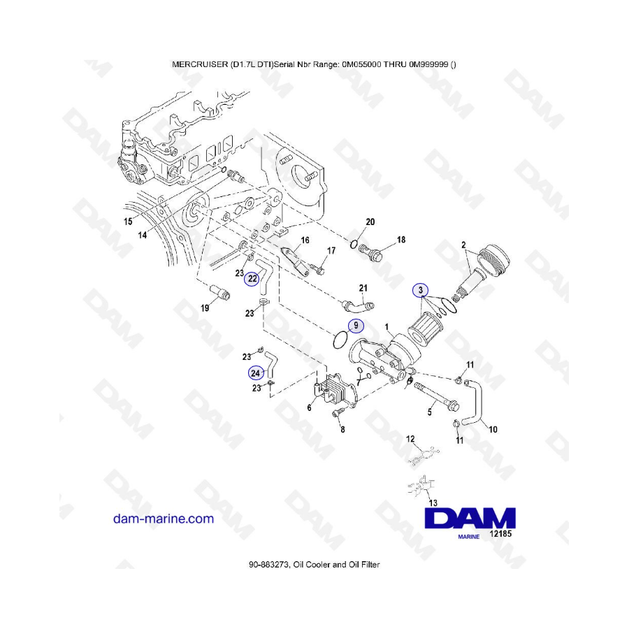 MERCRUISER D1.7L DTI - Oil cooler & filter