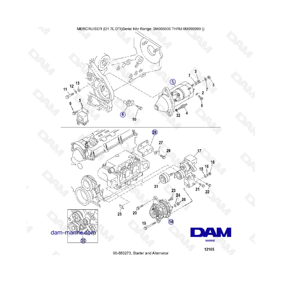 MERCRUISER D1.7L DTI - Starter & alternator
