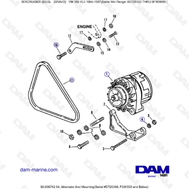 MERCRUISER D3.0L - Alternator & mounting