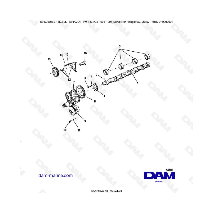 MERCRUISER D3.0L - Camshaft MERCRUISER D3.0L - Camshaft