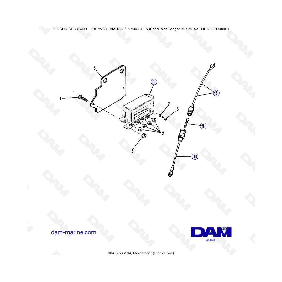 MERCRUISER D3.0L – Mercathode (sterndrive)