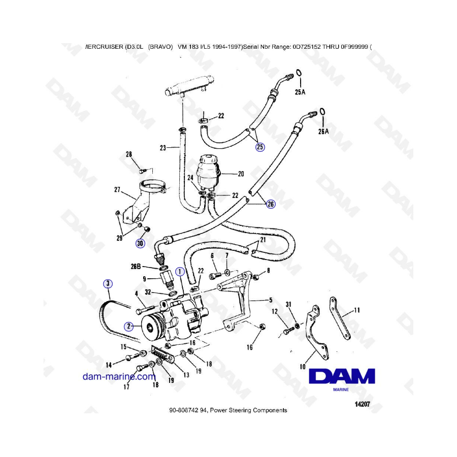 MERCRUISER D3.0L - Power steering components