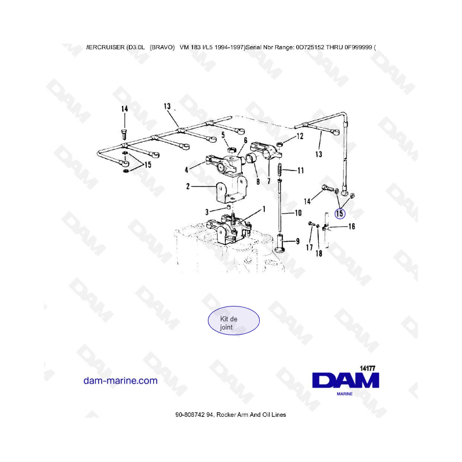 MERCRUISER D3.0L - Rocker Arm & oil lines