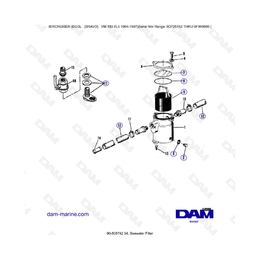 MERCRUISER D3.0L - Filtro de agua de mar