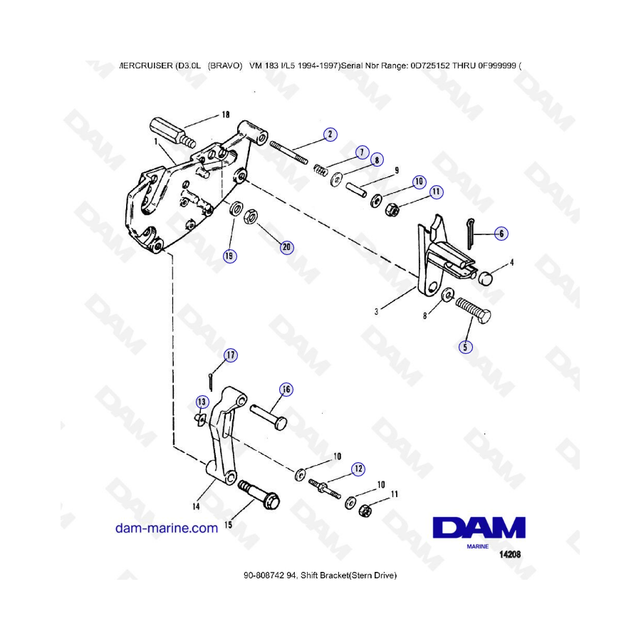 MERCRUISER D3.0L - Shift bracket (stern drive)