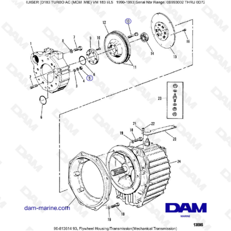 MERCRUISER D183 TURBO AC - Flywheel housing & transmission (mecha)
