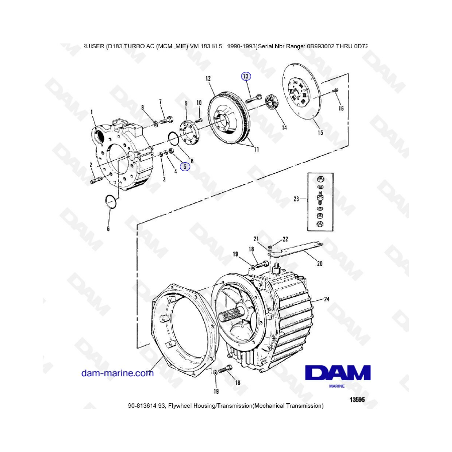 MERCRUISER D183 TURBO AC - Carcasa del volante y transmisión (mecánica)