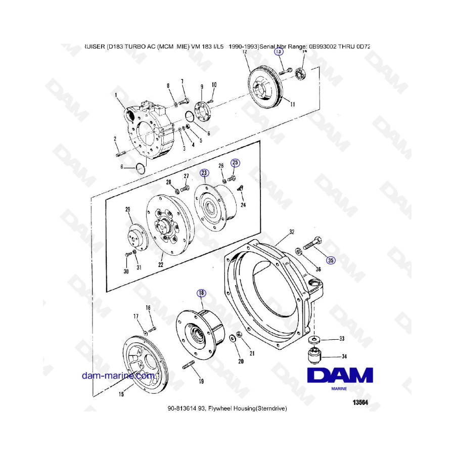 MERCRUISER D183 TURBO AC - Caja del volante (dentrofueraborda)