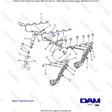 MERCRUISER D183 TURBO AC - Injection nozzles/lines