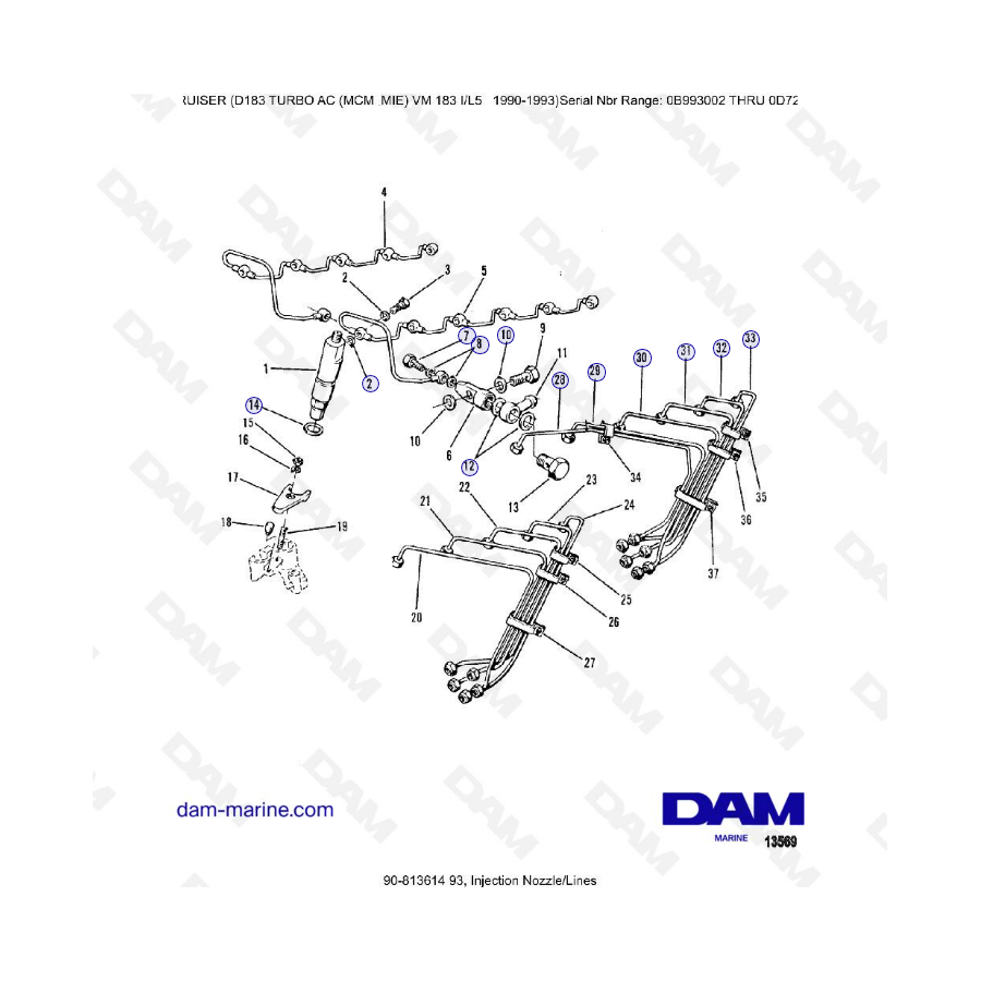 MERCRUISER D183 TURBO AC - Injection nozzles/lines