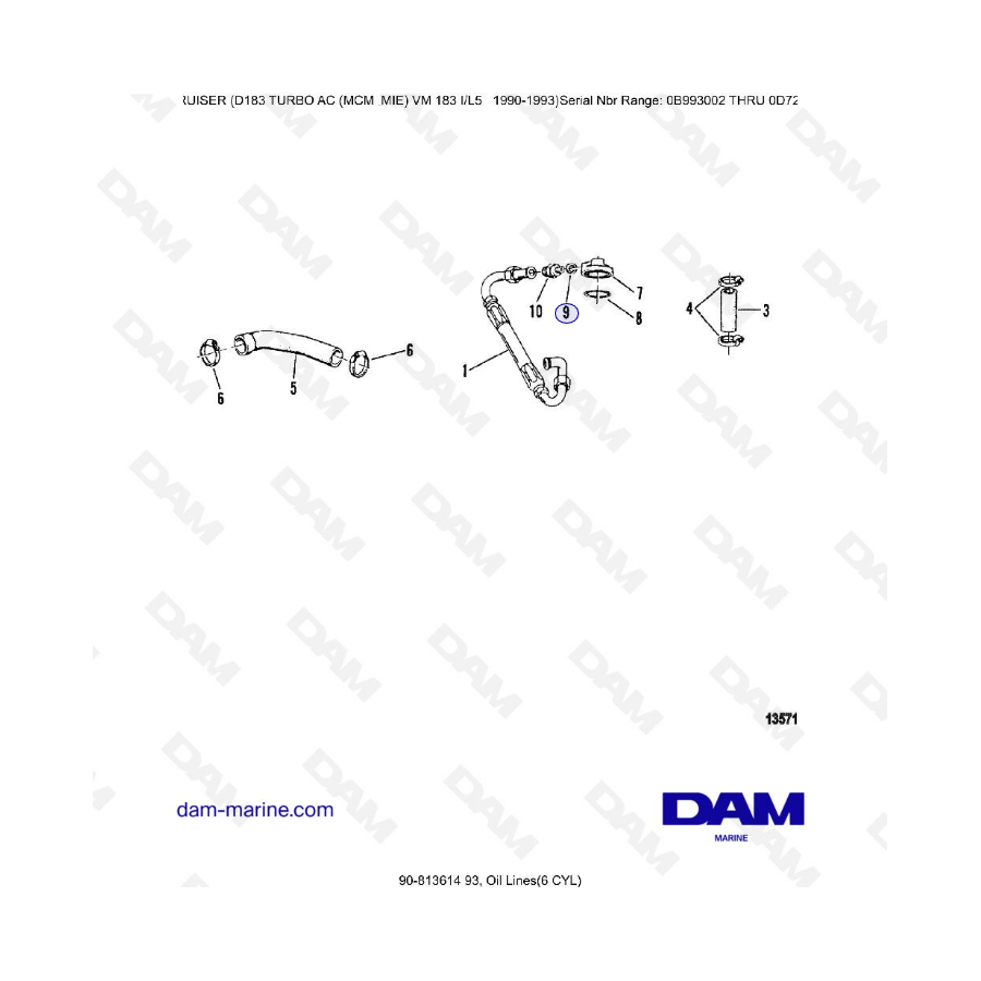 MERCRUISER D183 TURBO AC - Oil lines (6c)