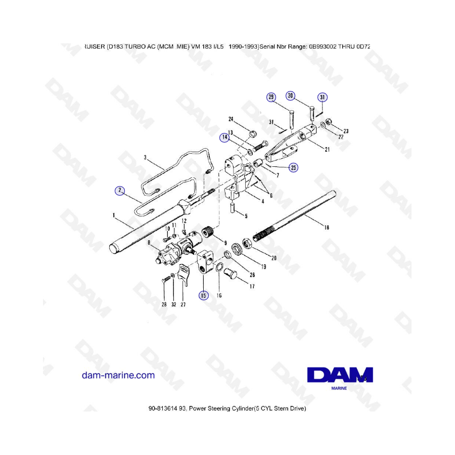 MERCRUISER D183 TURBO AC - Power steering cylinder (5c)