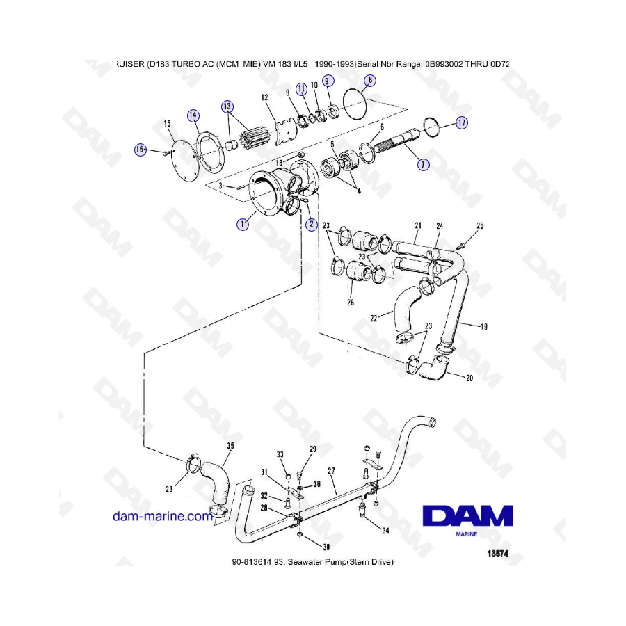 MERCRUISER D183 TURBO AC - Seawater pump