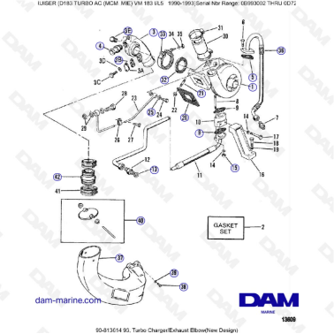 MERCRUISER D183 TURBO AC - Turbocharger & exhaust elbow