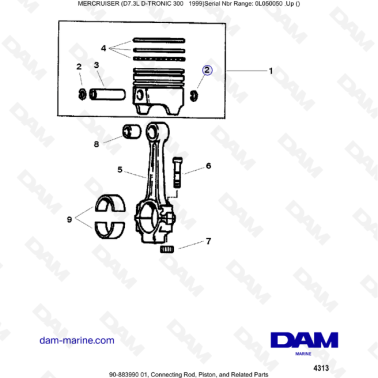 Mercruiser 7.3L D-TRONIC - Connecting rod, pistons