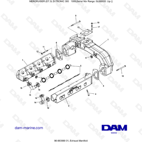 Mercruiser 7.3L D-TRONIC - Exhaust manifold