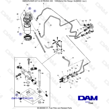 Mercruiser 7.3L D-TRONIC - Fuel filter & related parts