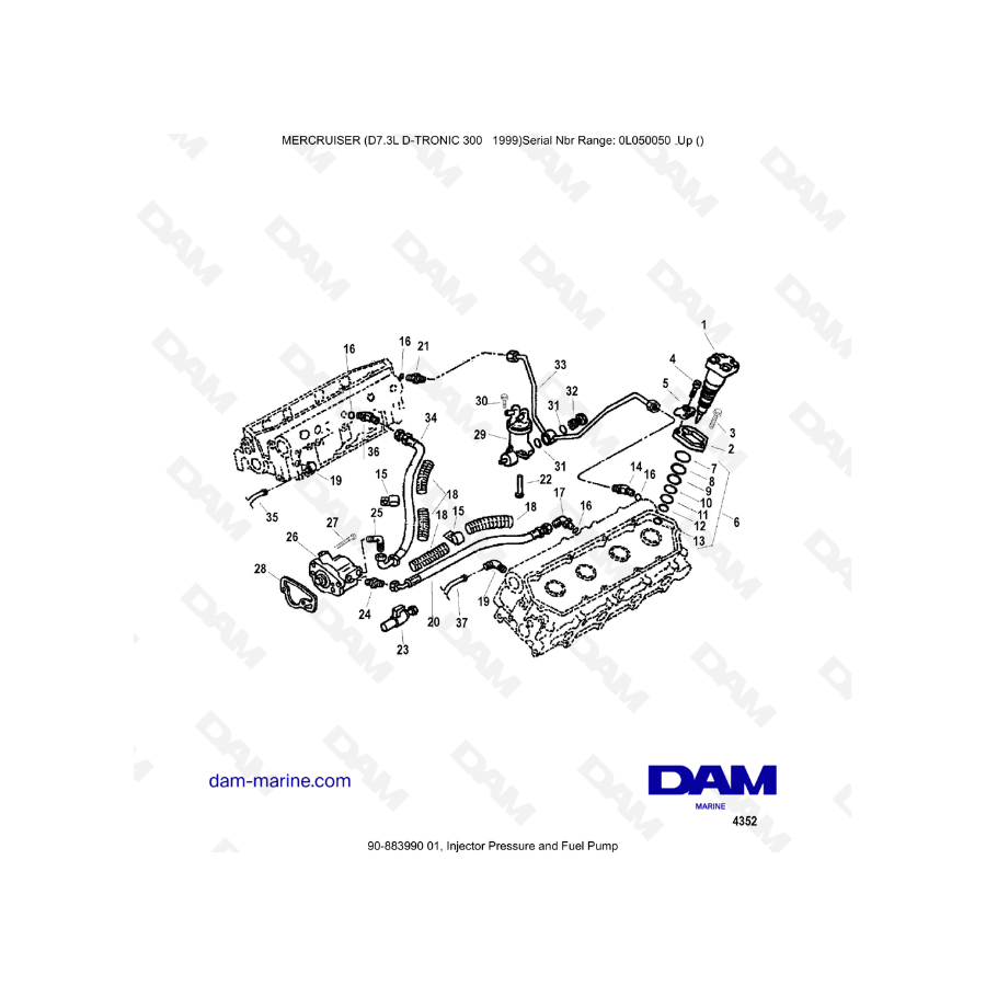 Mercruiser 7.3L D-TRONIC - Presión del inyector y bomba de combustible