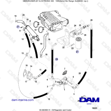Mercruiser 7.3L D-TRONIC - Oil regulator & cooler
