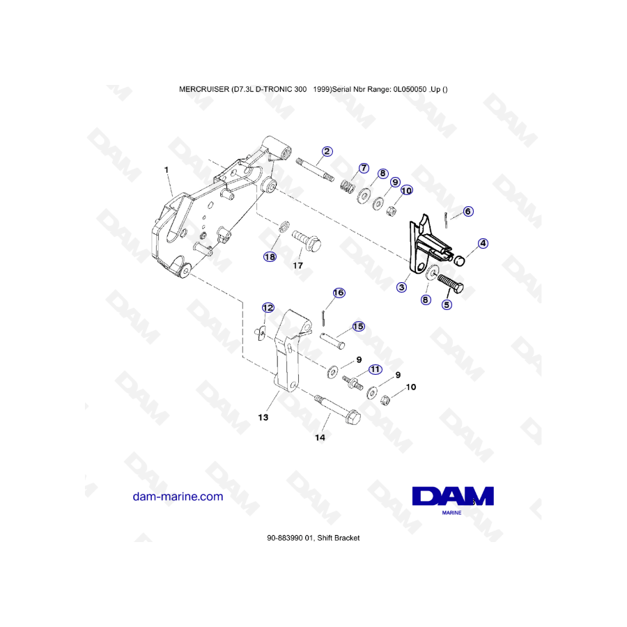 Mercruiser 7.3L D-TRONIC - Shift bracket - DAM Marine