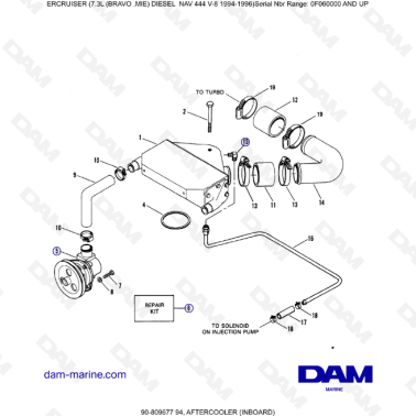 Mercruiser 7.3L NAV 444 - Aftercooler (inboard)