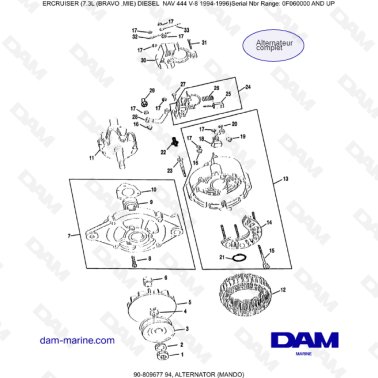 Mercruiser 7.3L NAV 444 - Alternator (mando)