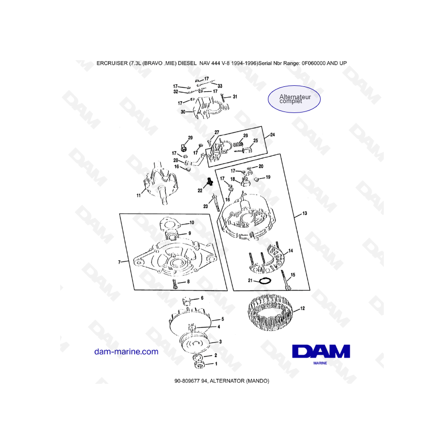 Mercruiser 7.3L NAV 444 - Alternator (mando)