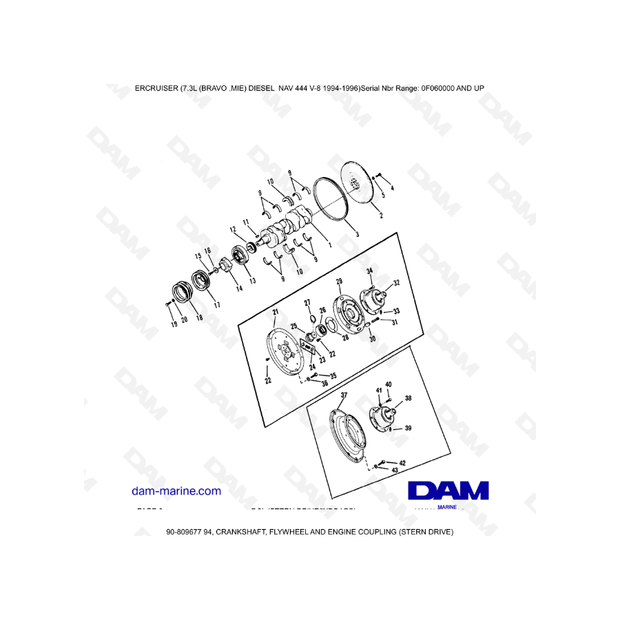 Mercruiser 7.3L NAV 444 - Vilebrequin, volant moteur Mercruiser 7.3L NAV 444 - Vilebrequin, volant moteur