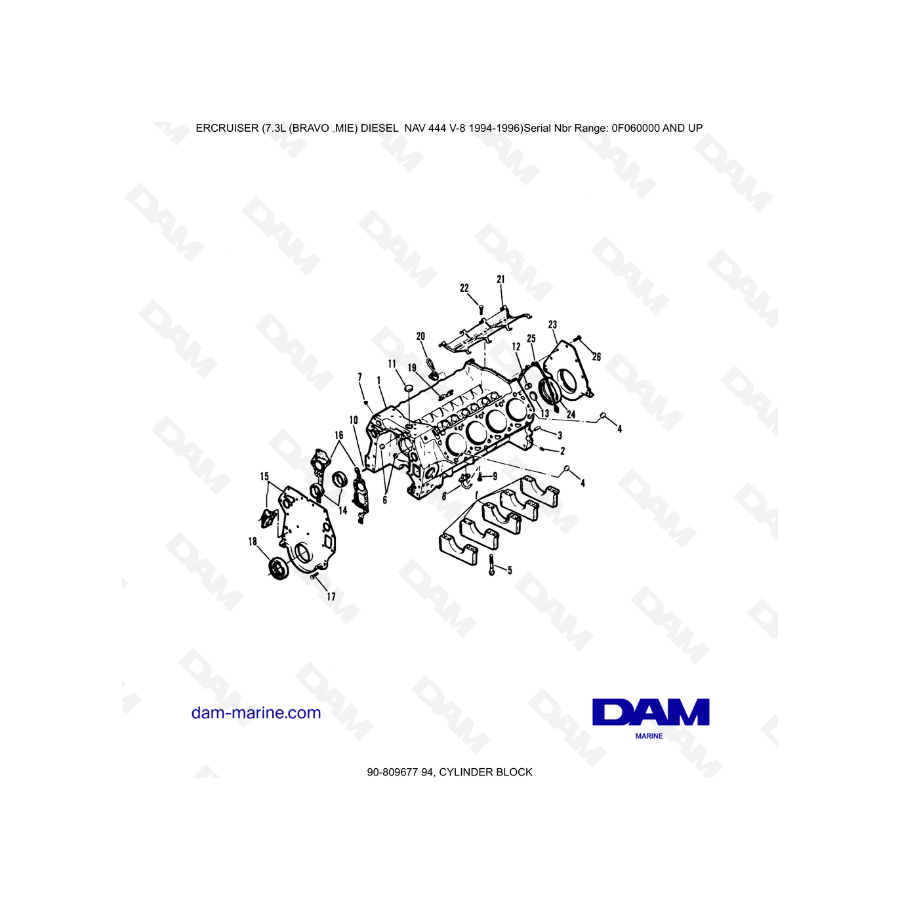 Mercruiser 7.3L NAV 444 - Cylinder block