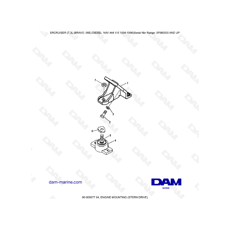 Mercruiser 7.3L NAV 444 - Montaje del motor (dentro del motor)