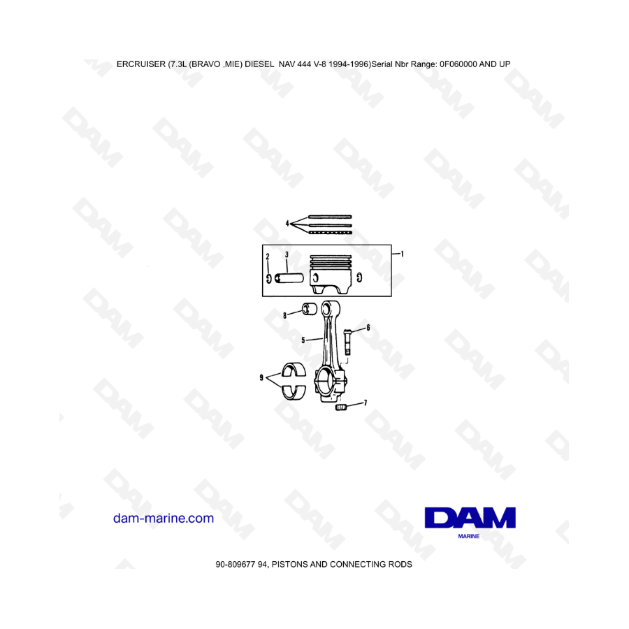 Mercruiser 7.3L NAV 444 - Pistons & connecting rods Mercruiser 7.3L NAV 444 - Pistons & connecting rods