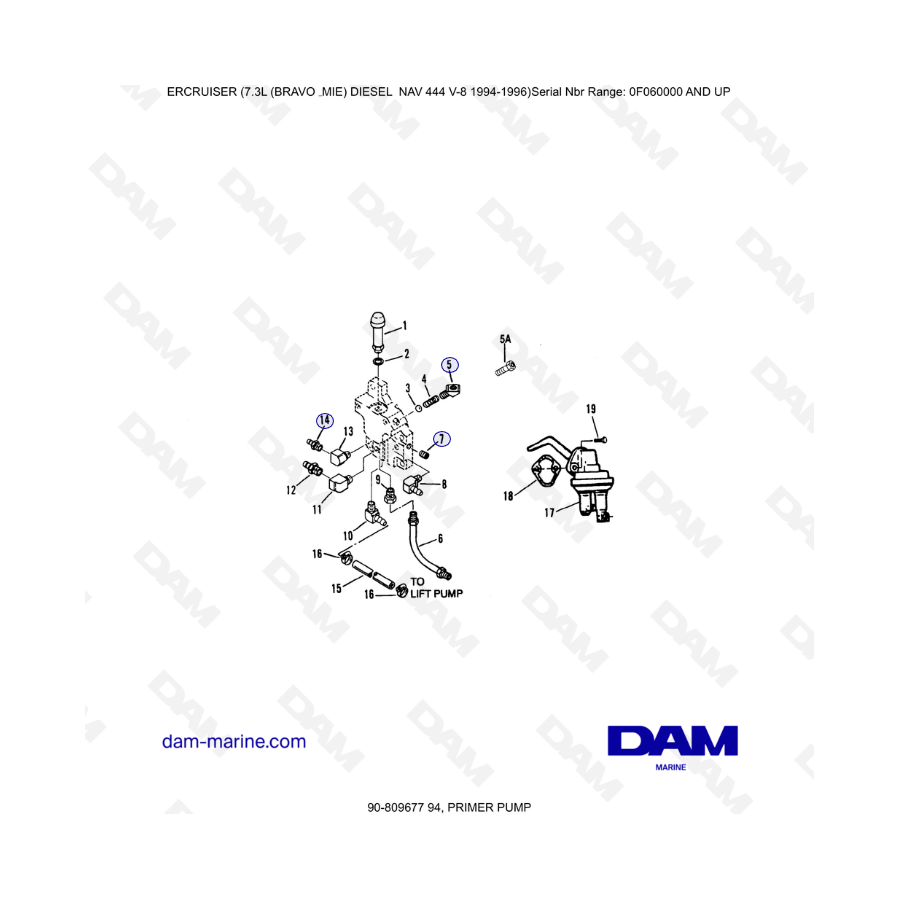 Mercruiser 7.3L NAV 444 - Bomba de cebado