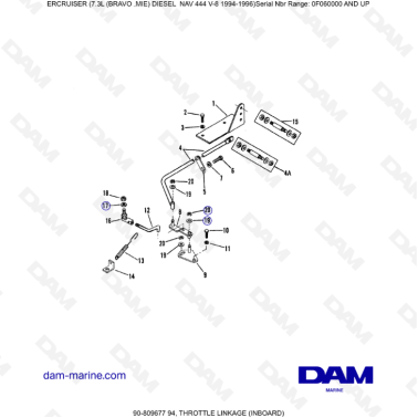 Mercruiser 7.3L NAV 444 - Throttle linkage (inboard)