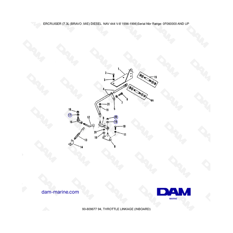 Mercruiser 7.3L NAV 444 - Throttle linkage (inboard)