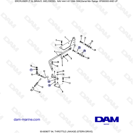 Mercruiser 7.3L NAV 444 - Throttle linkage (sterndrive)