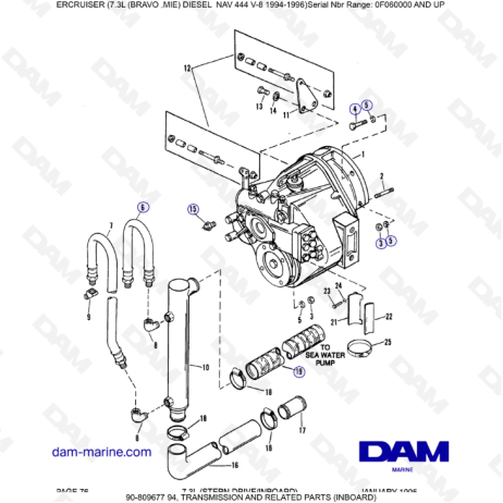 Mercruiser 7.3L NAV 444 - Transmission & Related parts (inboard)
