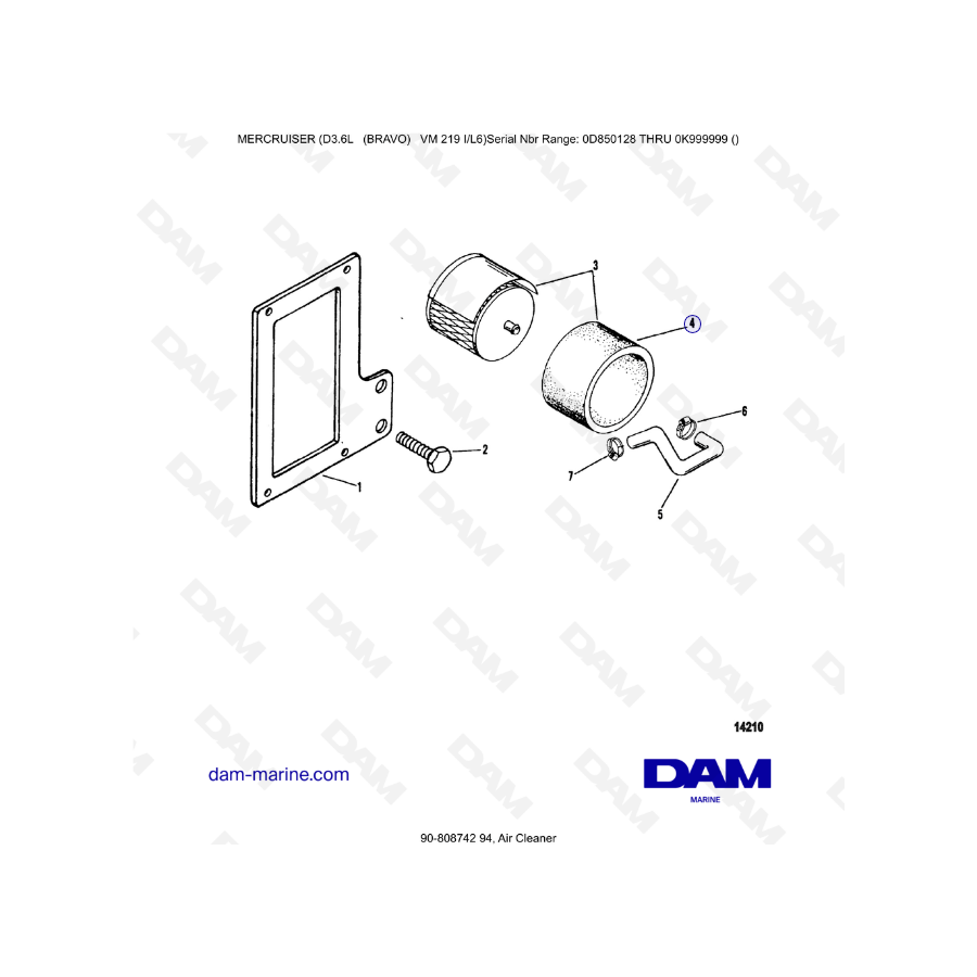Mercruiser D3.6L (Bravo) - Air cleaner