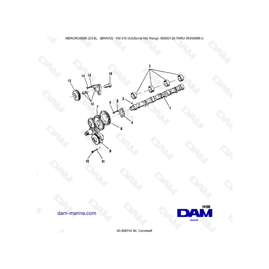 Mercruiser D3.6L (Bravo) - Camshaft Mercruiser D3.6L (Bravo) - Camshaft