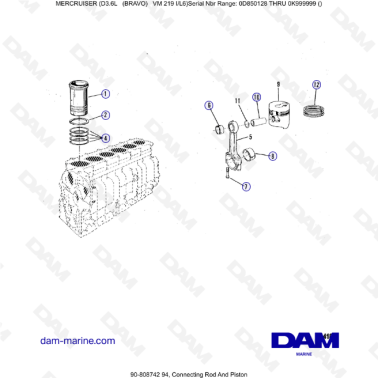 Mercruiser D3.6L (Bravo) - Connecting rod & piston