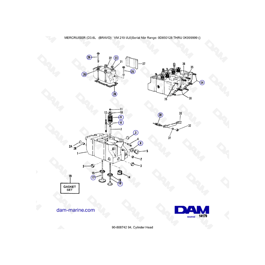 Mercruiser D3.6L (BRAVO) - Cylinder head