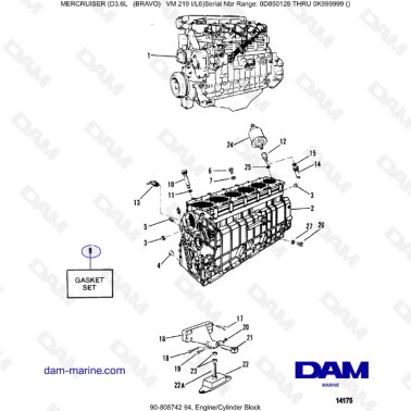 Mercruiser D3.6L (BRAVO) - Engine & Cylinder block