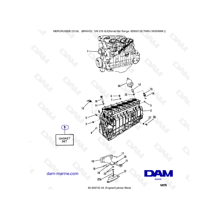 Mercruiser D3.6L (BRAVO) - Engine & Cylinder block