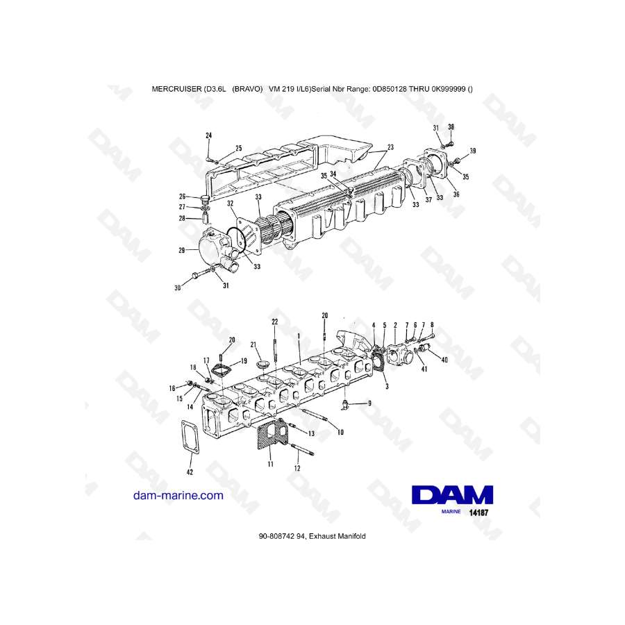 Mercruiser D3.6L (BRAVO) - Exhaust manifold
