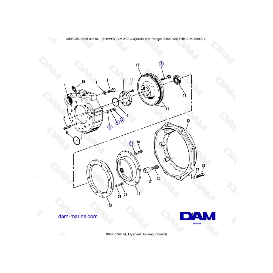 Mercruiser D3.6L (BRAVO) - Volant moteur (inboard)