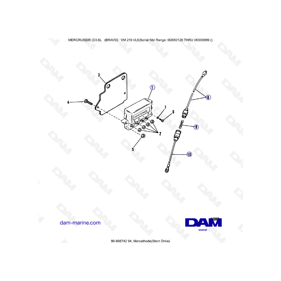 Mercruiser D3.6L (BRAVO) - Tira del colector