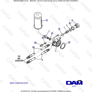 Mercruiser D3.6L (BRAVO) - Oil filter & hoses