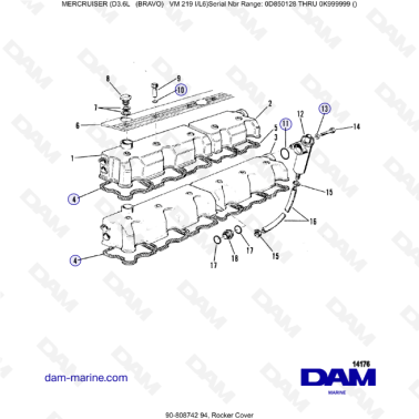 Mercruiser D3.6L (BRAVO) - Rocker cover
