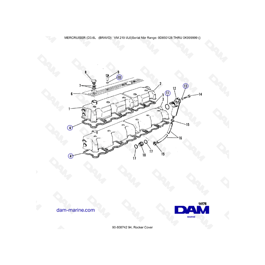 Mercruiser D3.6L (BRAVO) - Rocker cover