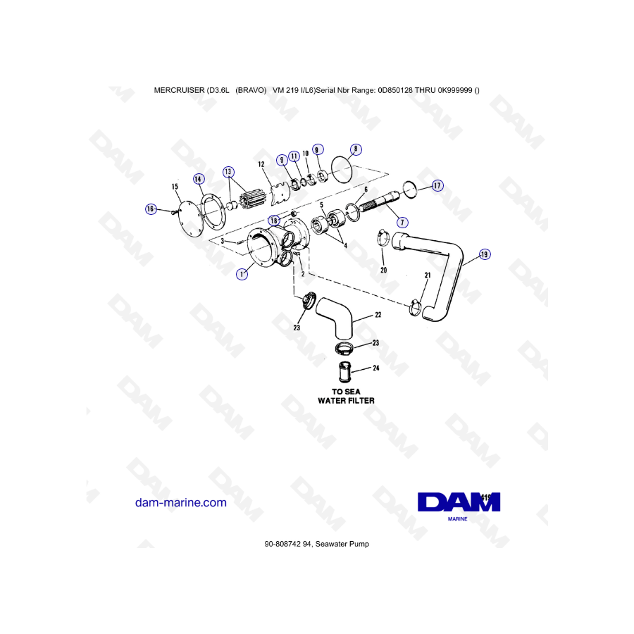 Mercruiser D3.6L (BRAVO) - Seawater pump